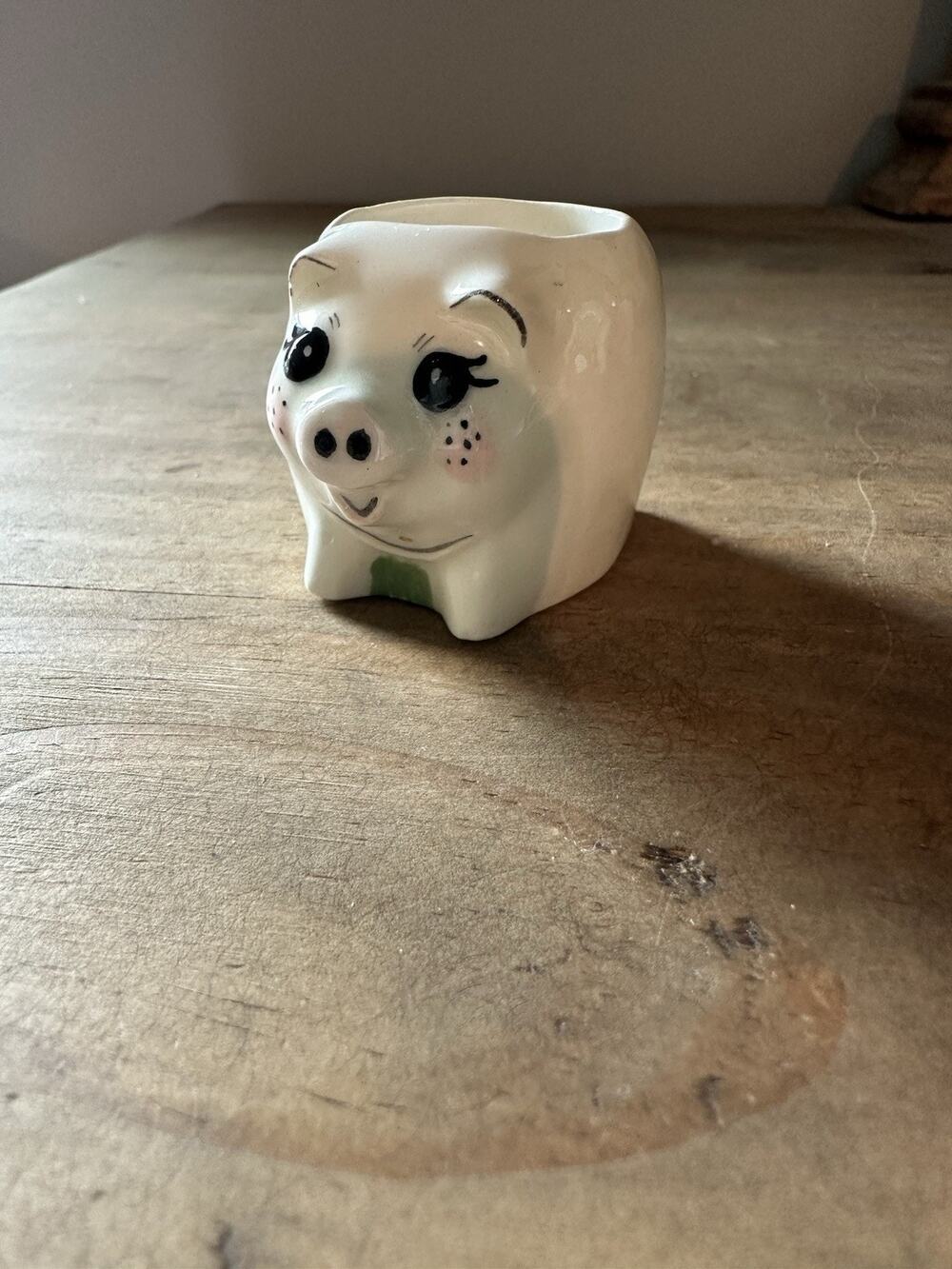 Cute Vintage Ceramic Pig Toothpick Holder 1.5”T